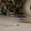 Cartão de Mesa Acrílico, Cartão de Mesa Curvo, Placa de Mesa para Festa de Casamento, Cartão de Número para Banquete, Cartão de Lugar, Cartão de Exibição de Mesa