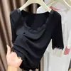 Camiseta Modal Manga Curta Plus Size para Mulheres, Fat mm 2025 Verão Decote Baixo Renda Ultra-Elástica Camisa Base Fina Top