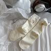 Calcetines de tubo medio con letras bordadas y talón de color liso que combinan con todo, estilo coreano Ins, para primavera y otoño, estilo Love AB, para niña
