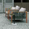 Sofá de Exterior Pátio Madeira Maciça Impermeável Lazer Terraço Conjunto de Móveis de Rattan Jardim Exterior Proteção Solar Casa de Sol