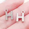Pingentes de Liga Metálica com Letras do Alfabeto Inglês Cor K Branco com Strass, 26 Letras, Brincos, Pulseiras, Colares Artesanais DIY, Acessórios para Joias