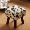 Banco baixo doméstico estilo retrô madeira maciça banco pequeno sala de estar sofá pedal mesa de centro banco sofá cadeira bolsa macia banco para troca de sapatos banco