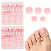Conjunto de 160 peças de adesivos para unhas dos pés, um produto popular transfronteiriço, apresentando adesivos para unhas dos pés na cor nude, bordas brancas estilo francês e pontas quadradas curtas para unhas