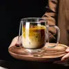 Taza Transparente de Vidrio de Borosilicato Resistente a Altas Temperaturas con Asa para Uso en Casa, Regalo de Navidad, Taza de Café, Taza de Jugo