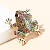 Broche de rana sapo de diamantes retro europeo y americano, pin de animal de aleación de moda con pedrería, prendedor para ropa, abrigo, corsage en stock