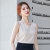 Chaleco de Gasa Blanca Sling Cuello Redondo Moda Verano Ropa Exterior Sin Mangas Camiseta Base Chaleco Traje de Dos Piezas