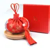 Bolsita de Bendición del Festival de Medio Otoño, Bolsita Bordada para Rezar y Desear Bendiciones, Estilo Tradicional Chino, con los Símbolos de Fortuna, Longevidad y Felicidad, Adorno Colgante para Coche con Borla