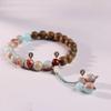 Cinco mesas portando pulsera de piedra Zhi Shoushan nuevo estilo chino pulsera de sándalo verde cuentas de madera Zen para mujer cuentas de la suerte para hombre sándalo antiguo