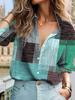 Nueva Camisa de Comercio Exterior Europa y América Transfronteriza Top Camisa Estampada en 3D Primavera y Otoño Manga Larga Cuadros Cárdigan de Un Solo Botón Camisa Mujer