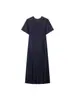Comercio Exterior Transfronterizo de Amazon Ropa de Mujer Verano 2025 Nuevo Estilo Estilo Simple Holgado Cuello Redondo Manga Corta Mezclilla Vestido Largo