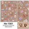 Redanco5D Estampado Ins Popular Dibujos Animados Pegatina para Uñas Oso Lindo Pegatina Estéreo para Uñas Manual He1561