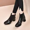 Botines de Tobillo de Tacón Medio y Punta Cuadrada Botas para Mujer 2026 Nuevo Estilo Moda Versátil Temporada Otoño/Invierno Elegantes Botas Individuales Piel Suave Tacón Grueso