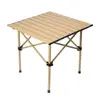 Mesa plegable para rollos de huevo de exterior, aleación de aluminio, equipo de picnic y camping, portátil, imitación madera de playa, mesa plegable de exterior