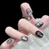 Blush Olho de Gato Francês Gradiente KT Flash Wear Armor Unhas Brancas Curtas de Estudante Arte de Unhas Primavera e Verão Fofo Desenho Animado Estrelas