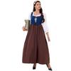 Vestido Europeu Renascentista Transfronteiriço Fantasia Cos Roupa de Serva de Fazenda Amarração na Cintura Ajuste da Cintura Vestido de Cerveja para Adultos