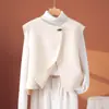 Nuevo Chaleco de Lana Doble Cara para Mujer Otoño e Invierno 2026, Talla Petite, Cuello en V, Chaleco de Lana Simple y de Alta Gama