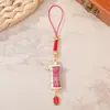 Nuevo Colgante de Llavero de Bambú de la Fortuna Brocado Canción Nueva para Teléfono DIY Souvenir Cultural Creativo Recuerdo de Viaje Adorno Pequeño