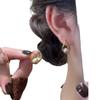 Elegantes aretes de botón de perla color oro champán, diseño de nicho color Maillard, lujo ligero de alta gama para mujer
