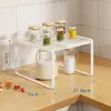Divisória de Armazenamento em Camadas para Bancada de Cozinha Organizador Retrátil de Mesa Prateleira Organizadora para Interior de Armário de Pratos Tigelas Condimentos