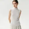 Chaleco de cachemira 100% pura con cuello alto medio para mujer Conyini, nuevo top sin mangas otoño/invierno 2026, prenda interior de color liso