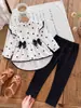 2026 ropa para niños transfronteriza otoño nueva moda vestido de camisa larga con lazo y conjunto de leggings para niñas