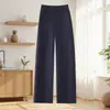 Pantalones de pierna ancha de lino Tencel de alta gama para mujer Verano 2026 Delgados de cintura alta Holgados con caída Ropa de trabajo Casual Rectos