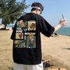 T-shirt branca Moda Moda Verão Estilo Americano High Street Base Shirt manga curta Roupas masculinas Pure Cotton hiphop Meia Manga