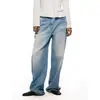 Jeans Leve Azul Claro Reto de Cintura Média-Baixa 2026 Verão Nova Moda Versátil Roupa de Trabalho Calças Casuais Largas