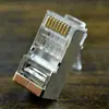Exportación Directa de Fábrica RJ45 Chapado en Oro Ultra-Cinco Blindado Cabezal de Cristal/Carcasa de Cobre/Carcasa de Hierro 8P8C Cabezal de Cristal