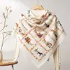 Lenço Quadrado Fino de Seda e Lã para Primavera e Verão o Ano Todo Feminino 200 Xale Étnico Lenço para Ar Condicionado Feminino Customização de Fábrica