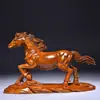 Adornos de Caballo Tallados en Madera Maciza Roja, Caballo del Zodiaco Doce, Decoración Artesanal Feng Shui para Sala de Estar, Estudio, Oficina