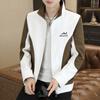 Transfronterizo se puede distribuir en nombre de la primavera de 2025 nuevo color combinado chaqueta con cremallera bordada abrigo blanco negro caqui