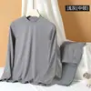 Conjunto térmico de dos caras para hombre, playera y pantalón térmicos gruesos, nuevo conjunto de ropa interior térmica de cuello medio para invierno
