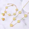 Pulsera, Collar y Pendientes de Lujo de Doble Cara con Patrón de Flor de Cinco Hojas de la Suerte, Acero de Titanio 18K Venta al por Mayor de Fábrica en Stock