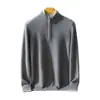 Nueva camiseta interior de punto casual Baicai Rong para hombre, de cuello redondo, con media cremallera y doble hilo, moderna, ligera y versátil.