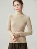 Suéter de cuello semi-alto 100% cachemir puro para mujer, corte ajustado, color liso, de punto de manga larga, nuevo estilo otoño e invierno