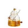 Tarro de Miel de Vidrio Transparente de Grado Alimenticio, Tarro para Mermelada Casera con Tapa, Tarro de Vidrio para Mezclar y Almacenar, Tarro Creativo de Abeja