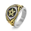 Anel Retrô Europeu e Americano Transfronteiriço com Estrela de Seis Pontas, Estilo Sombrio, Design de Bode Satânico, Anel Personalizado de Aço Inoxidável Masculino