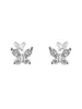 Pendientes de mariposa doble con diamantes brillantes para niñas, mini, pequeños y exquisitos, estilo coreano, versátiles, lindos y suaves, para uso diario.