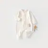 Roupa para recém-nascido, macacão macio de veludo Classe A com zíper para primavera e outono, roupa de casa para bebê, saco de dormir respirável anti-chute para bebê