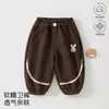 Roupas Infantis Cor Café Retrô Calças Casuais 0-3 Anos Meninas Versátil Desenho Animado Esportes Ao Ar Livre Calças de Moletom Roupas Infantis Anyang
