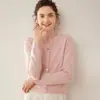Nuevo Cárdigan de Cachemir de Color Sólido Versátil con Cuello Redondo Estilo Coreano Chaqueta Holgada Simple Camisa Base