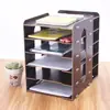 Caja de Almacenamiento de Escritorio de Madera DIY Estantería de Oficina Creativa Revistero Carpeta A4 Estante Organizador de Documentos