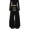Pantalones de trabajo de diseño deconstruido de doble botonadura estilo palacio retro americano, pantalones anchos casuales holgados unisex de nicho