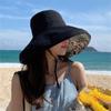 Chapéu de Proteção Solar Feminino com Aba Larga Versátil Chapéu de Sol de Verão Chapéu de Praia Dobrável Chapéu de Sol Dupla Face