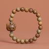 Pulseira de Sândalo Verde Contas de Buda Contas de Barril de Sândalo Duplas Pulseira de Círculo Duplo de Bambu Estilo Antigo Pingente de Brinquedo Masculino e Feminino Atacado