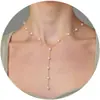 Collar Largo con Colgante Personalizado de Perla de Imitación en Forma de Y Transfronterizo Moda Cadena Dorada Fina Joyería de Verano Regalo para Niñas