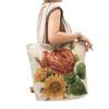 Nova Bolsa de Ombro Bordada com Flor de Peônia Dupla Face Simples e Generosa Versátil com Visual Retrô Bolsa de Lona com Seda Dourada Dupla Face