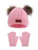Amazon Transfronterizo Gorro de Punto para Niños Otoño e Invierno Set de Dos Piezas Gorro de Lana Gorro con Pompón Gorro Engrosado Cálido a Prueba de Viento