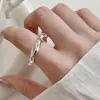 Anillo Irregular Torcido para Mujer, Diseño Nicho, Lujo Ligero, Anillo Abierto de Corazón Dulce, Tendencia de Anillo Apilable para Dedo Índice de Celebridad de Internet